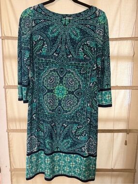 Signature Teal and Navy Paisley Midi Dress